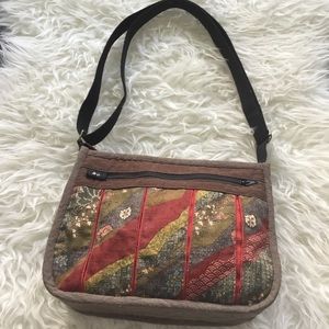 JAPANESE FABRIC PURSE W/ ADJUSTABLE STRAP